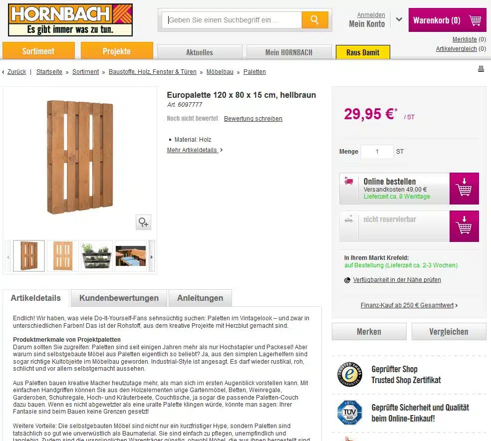 hornbach baumarkt-europaletten kaufen