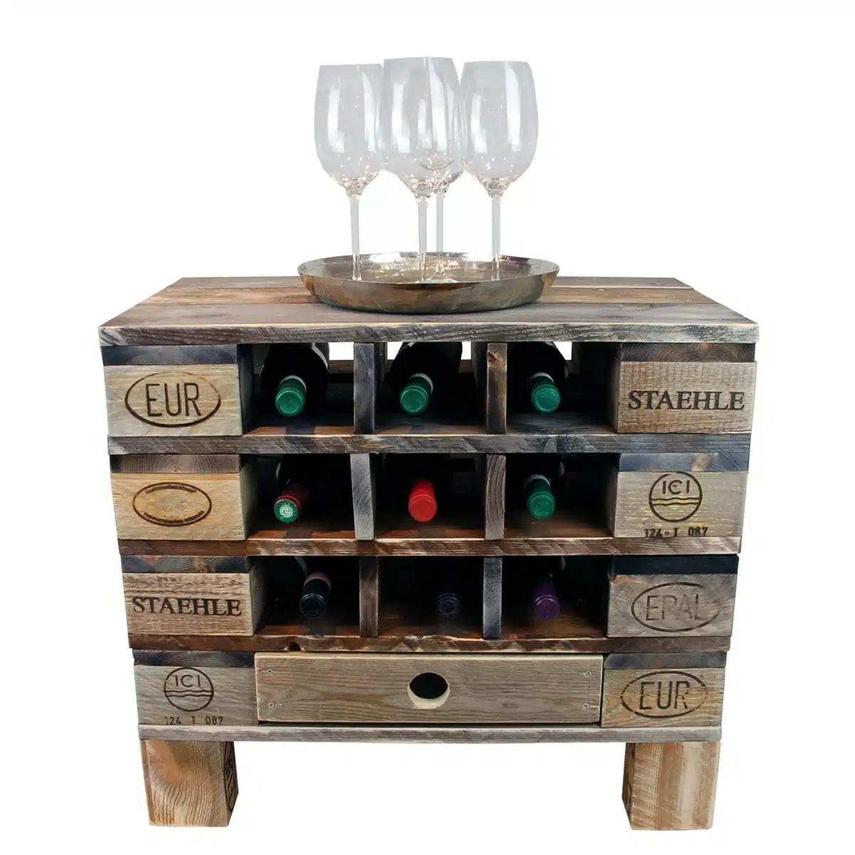 Weinregal aus Paletten-Regal Europaletten