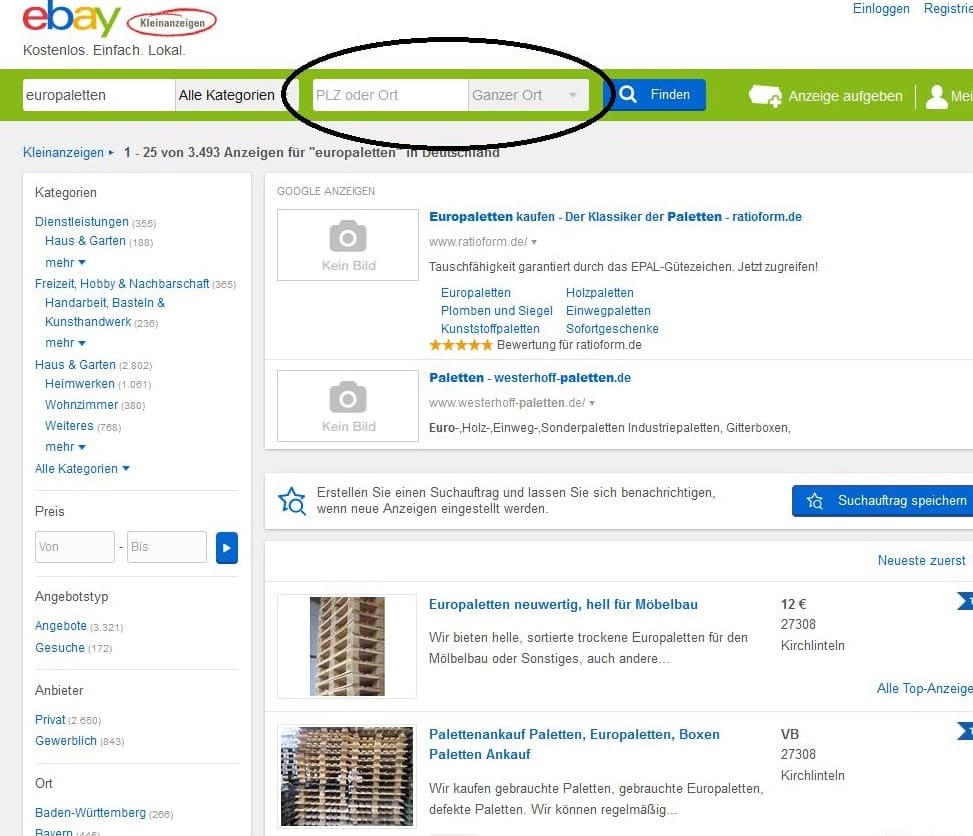 europaletten kaufen bei ebay kleinanzeigen