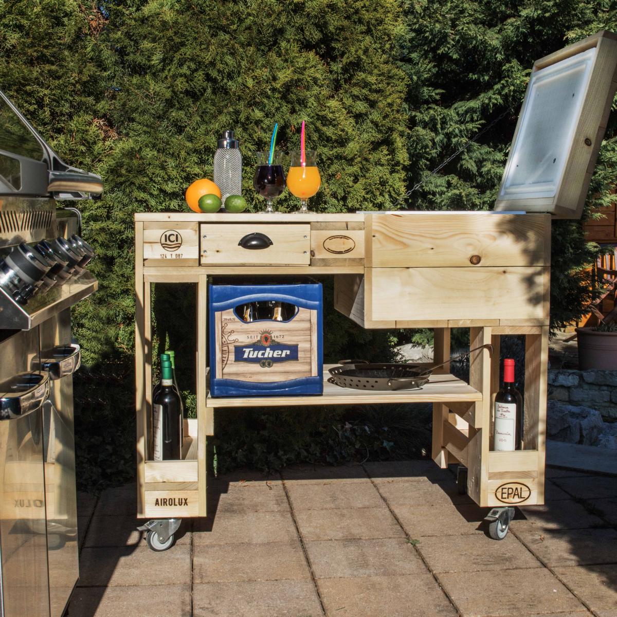 Grilltisch aus Paletten-Palettenmöbel Tisch-Grill Küche