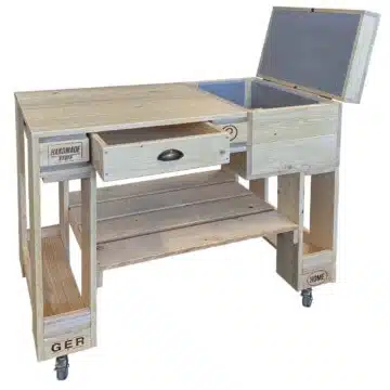 Grilltisch aus Europaletten Palettenmoebel Kuehlbox