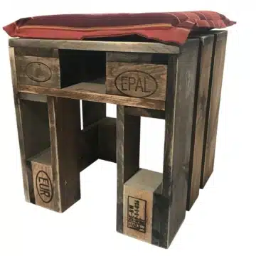Hocker aus Paletten vier Beine Palettenmoebel