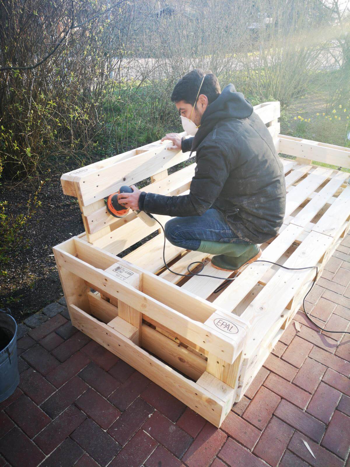 PALETTE 70x70x13 cm Fichte natur zum DIY Bauen von Palettenmöbel Massivholz 