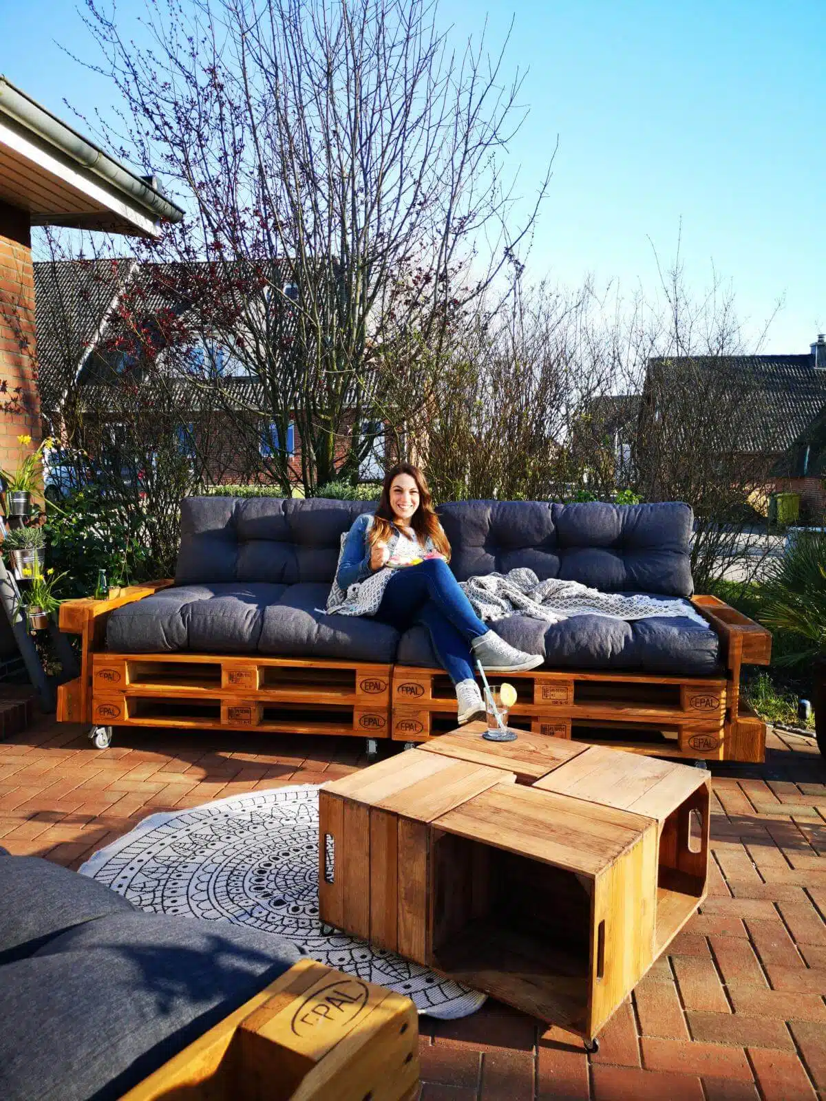 palettenbank balkon garten