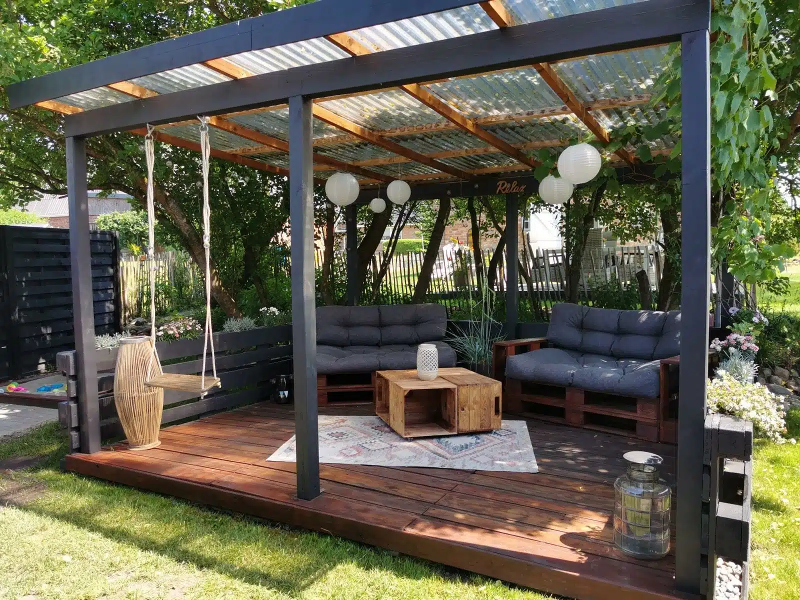 Terrasse aus Paletten Garten moebel europaletten